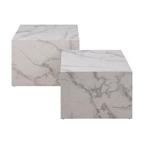 Măsuțe de cafea albe 2 buc. cu aspect de marmură 58x58 cm Dice – Actona-image-4