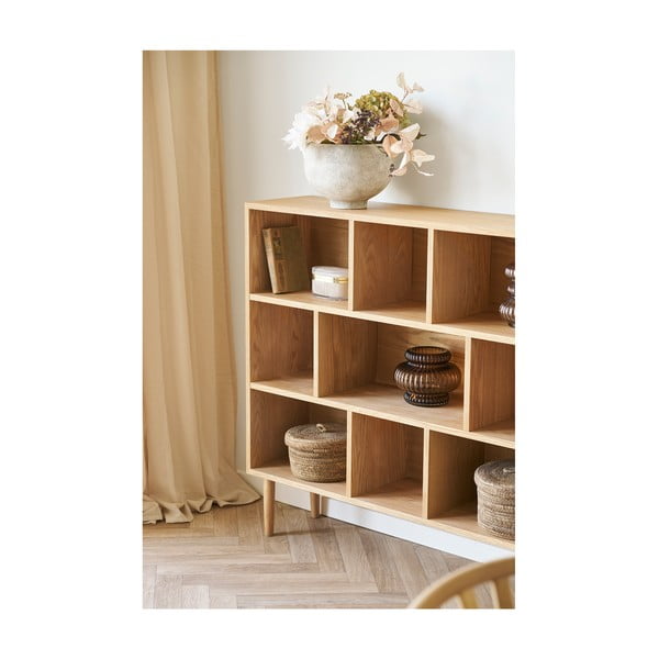 Bibliotecă în culoare naturală cu aspect de lemn de stejar 30x104,5x112 cm Oshawa – House Nordic-image-1