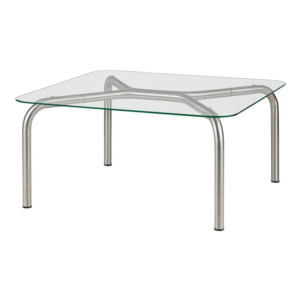 Măsuță de cafea argintie cu blat din sticlă 60x80 cm Uku – noo.ma