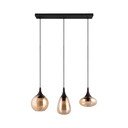 Lustră neagră/portocalie cu abajur din sticlă Lumina – Trio