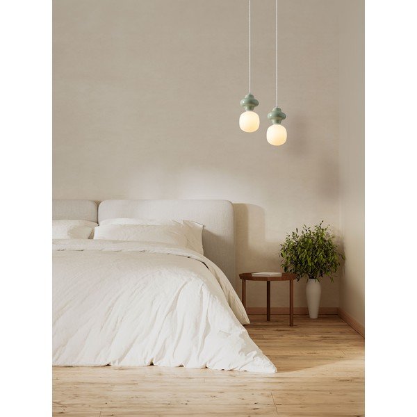 Lustră albă/verde-deschis din ceramică cu abajur din sticlă ø 18 cm Clio – Nova Luce-image-4