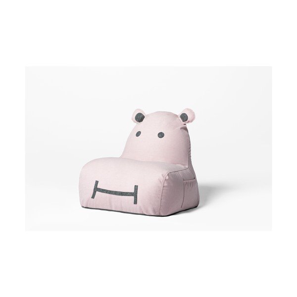 Fotoliu puf pentru copii roz deschis Hippo – The Brooklyn Kids-image-1