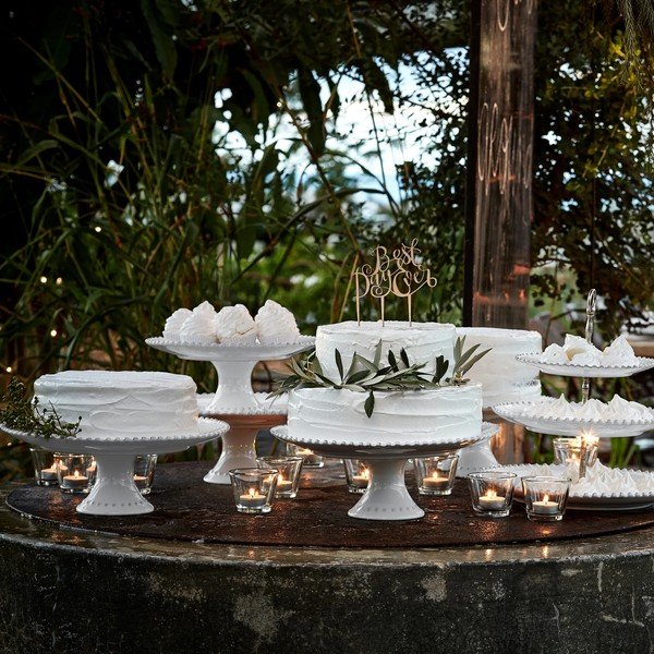 Platou cu picior din gresie ceramică Costa Nova Pearl, ⌀ 33 cm, alb-image-1