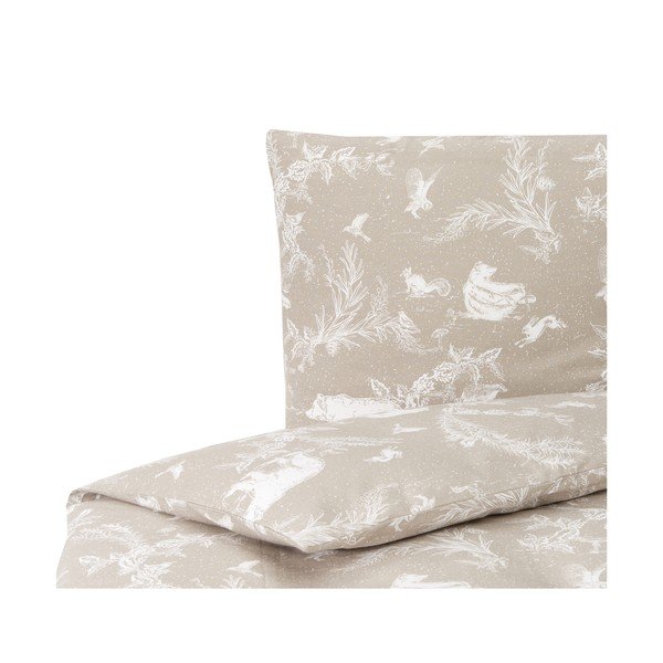 Lenjerie de pat din flanel Westwing Collection Animal Toile, 135 x 200 cm, bej-image-2