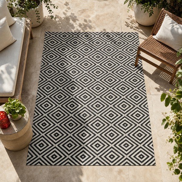 Covor tip traversă pentru interior și exterior negru 80x200 cm Karo – Hanse Home-image-1