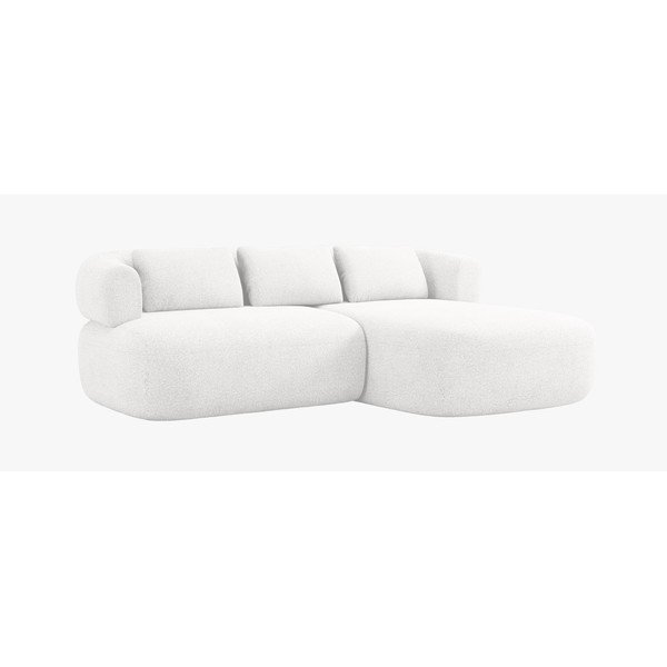 Colțar fildeș cu tapițerie din țesătură bouclé (cu colț pe partea dreaptă/cu șezlong) Jenny – Micadoni 