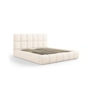 Pat matrimonial crem tapițat cu spațiu de depozitare cu somieră 160x200 cm Bellis – Micadoni Home