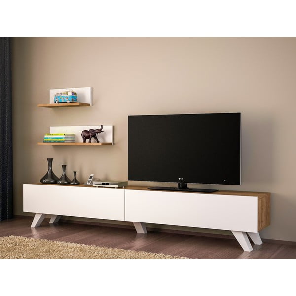 Set mobilier TV alb/natural  60x14,5 cm Amerika - Kalune Design-image-1