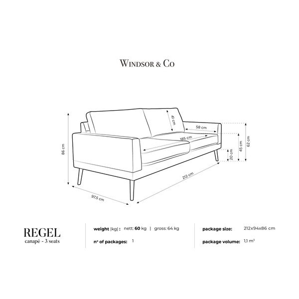 Canapea cu 3 locuri Windsor & Co Sofas Rigel, gri deschis-image-4