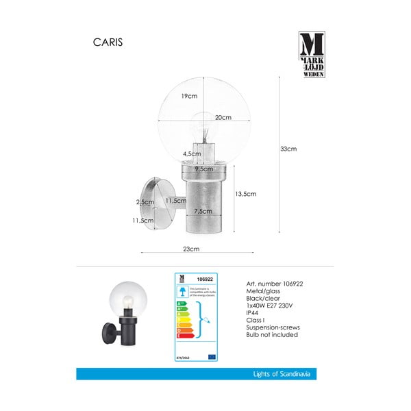 Aplică de perete Markslöjd Caris, negru-image-2