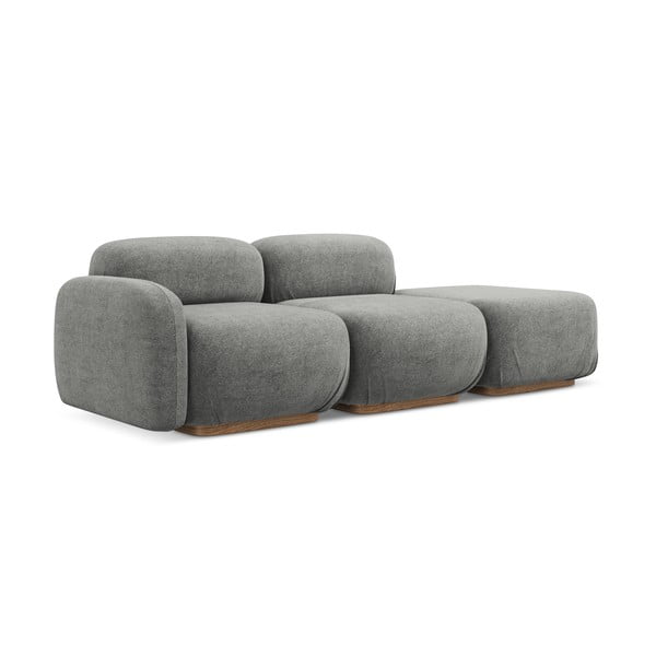 Șezlong modular gri cu tapițerie din țesătură bouclé (cu colț pe partea dreaptă) Ailani – Makamii-image-2