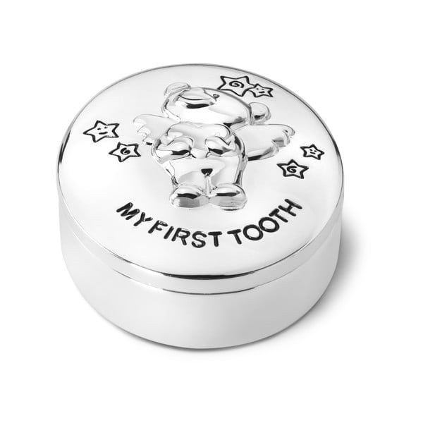 Cutiuță pentru dinți de lapte argintiu-lucios din metal ø 5,5x2 cm Twinkle – Zilverstad-image-1