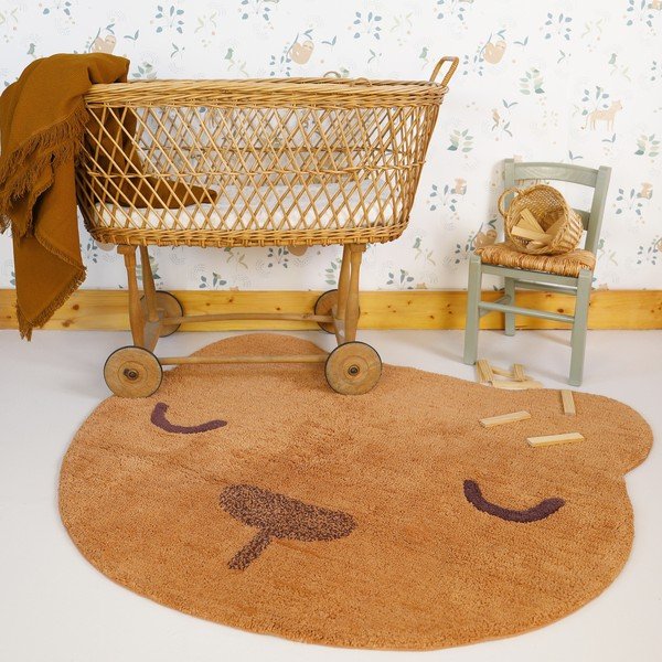 Covor pentru copii cărămiziu lavabil, țesut manual din bumbac 110x110 cm Sandel – Nattiot-image-1