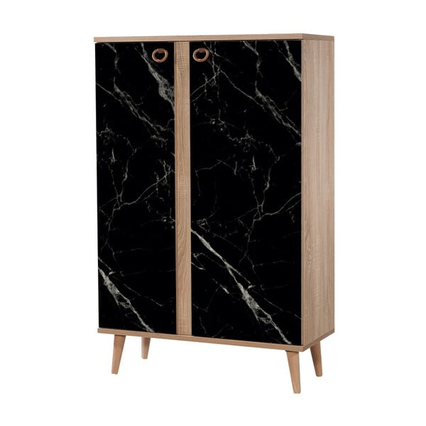 Comodă variabilă cu 2 uși Newbox Black Marble, 126 x 80 cm