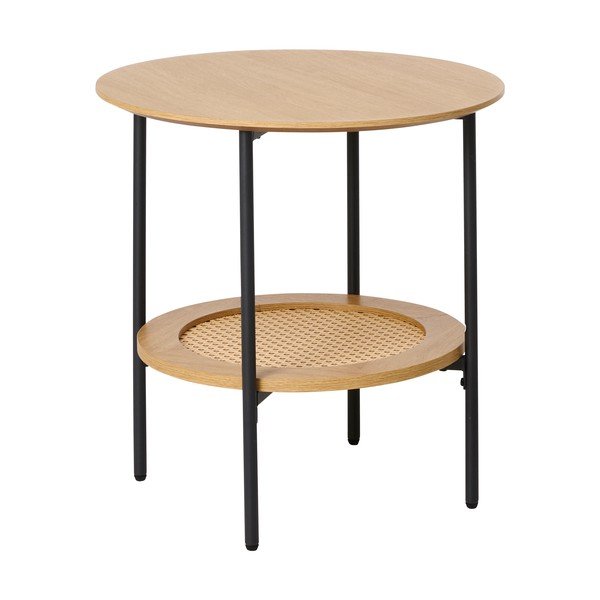 Măsuță auxiliară rotundă cu aspect de lemn de stejar ø 50 cm Pensacola – Unique Furniture