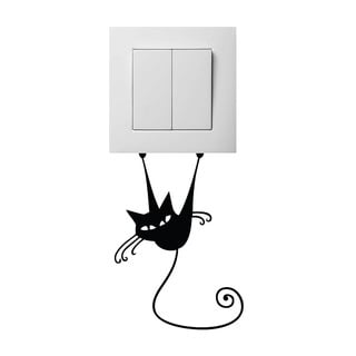 Autocolant pentru întrerupător Ambiance Acrobat Cat, negru