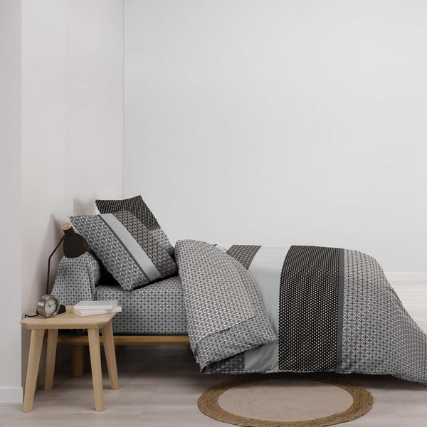 Lenjerie de pat alb-negru din bumbac pentru pat dublu, extinsă cu cearceaf inclus, cu 6 piese 240x220 cm Meiko – douceur d'intérieur-image-1