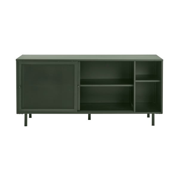 Comodă verde-închis joasă din metal cu ușă glisantă 160x75 cm Veep – Unique Furniture-image-1