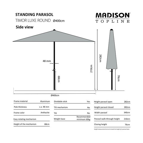 Umbrelă de soare verde ø 400 cm Timor - Madison-image-1