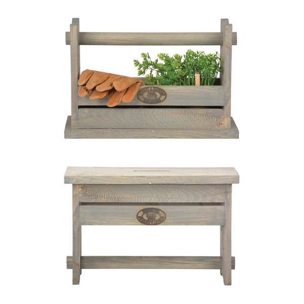 Scaun / cutie pentru unelte din lemn de pin Esschert Design Trinity