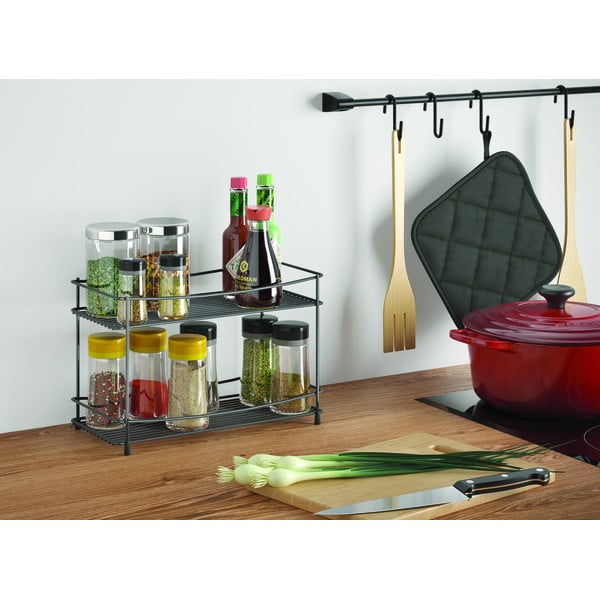 Raft cu 2 polițe pentru codimente Metaltex Lava, negru-image-1