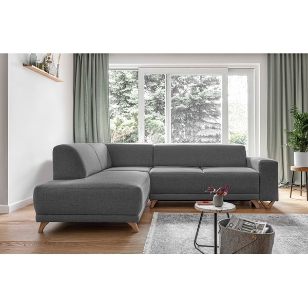 Colțar gri extensibil/cu spațiu de depozitare (cu colț pe partea stângă/în formă de ”L”) Classy Sophie – Miuform-image-1