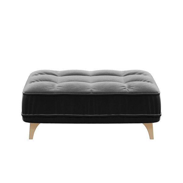 Taburet din catifea devichy Chloe, gri închis-image-2