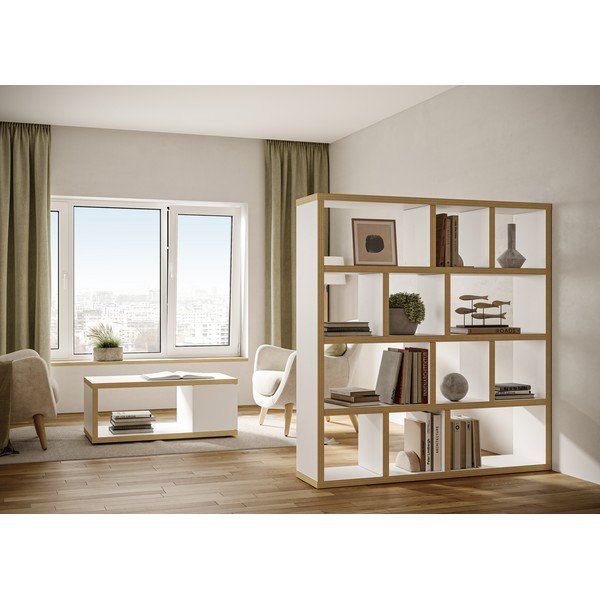 Bibliotecă albă/în culoare naturală 150x159 cm Berlin – TemaHome-image-4