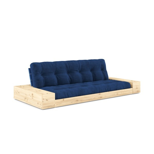 Canapea albastră extensibilă cu tapițerie din catifea reiată  244 cm Base – Karup Design
