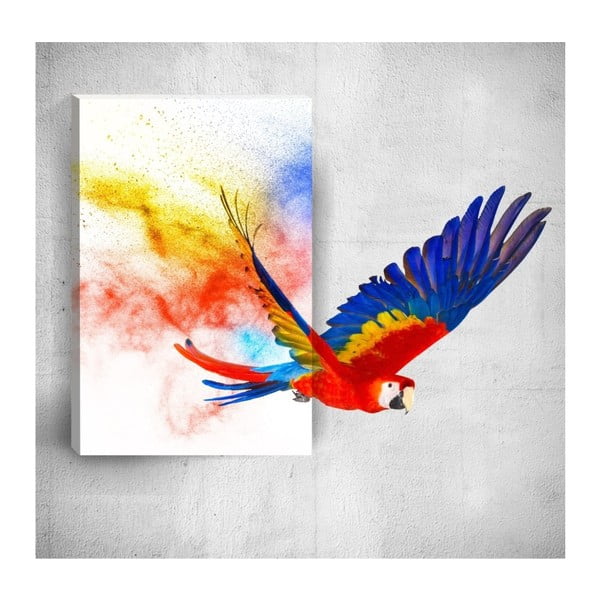 Tablou de perete 3D Mosticx Colourful Parrot, 40 x 60 cm