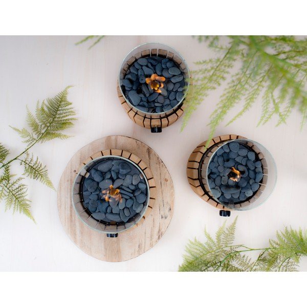 Lampă cu gaz cu suport din lemn de tec Cosi Scoop Timber, înălțime 30 cm-image-2