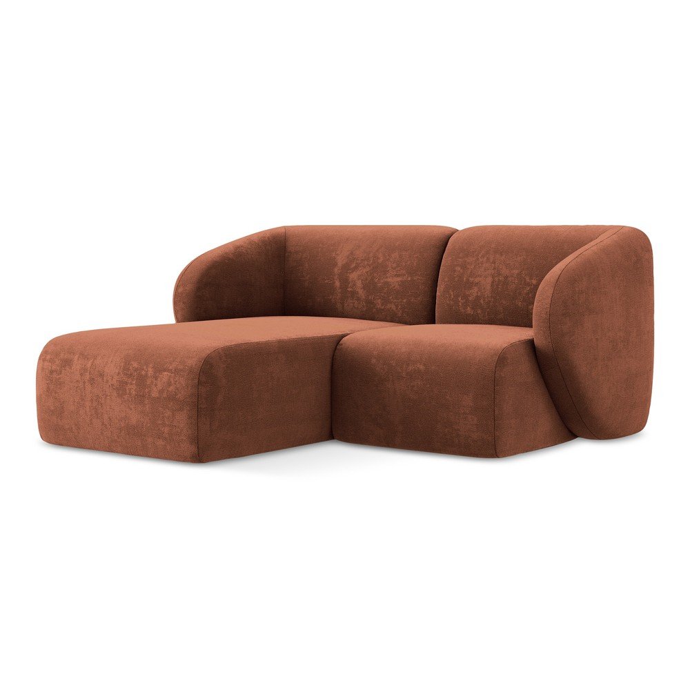 Colțar teracotă cu tapițerie din chenille (cu colț pe partea stângă/cu șezlong) Lani – Makamii