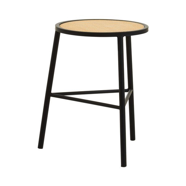 Scaun tip taburet negru/în culoare naturală din ratan Depok – Premier Housewares