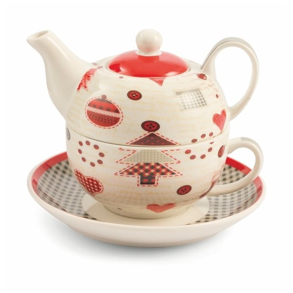 Ceainic cu ceașcă și farfurioară din porțelan Villa d'Este Patchwork Tea For One