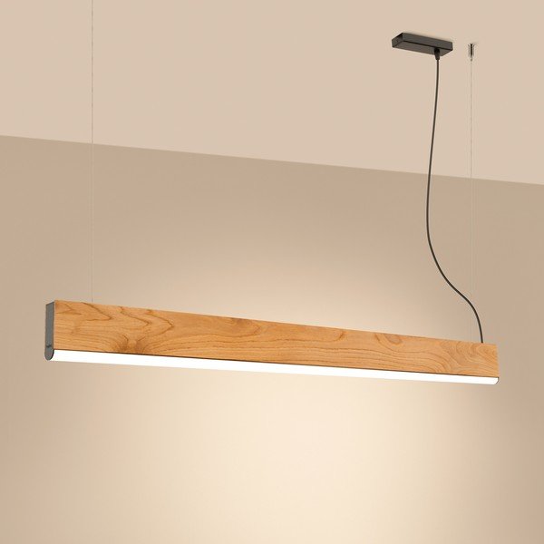 Lustră în culoare naturală LED din lemn masiv LYKKE – Thoro-image-1