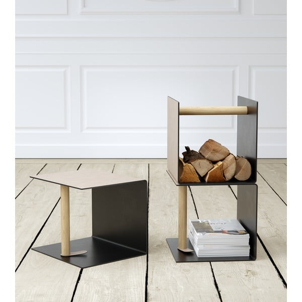 Cutie de depozitare neagră-gri din metal și din piele ecologică decorativă 32x38x31 cm Bull – LIND DNA-image-1