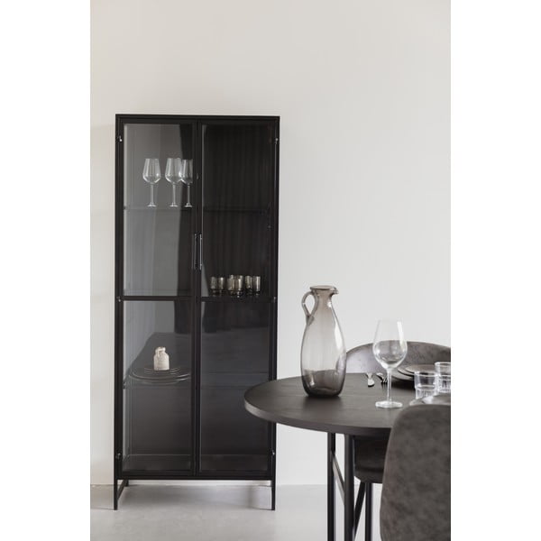 Vitrină neagră din metal 70x170x35 cm Rob – White Label-image-1