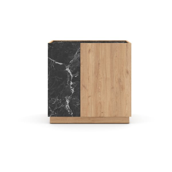 Dulap negru/natural cu aspect de lemn de stejar 80x79 cm Dione – Marckeric