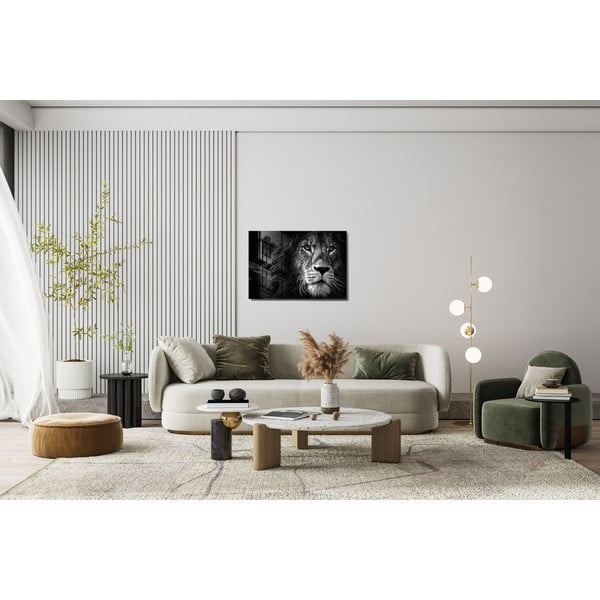 Tablou din sticlă 70x50 cm Lion – Wallity-image-2