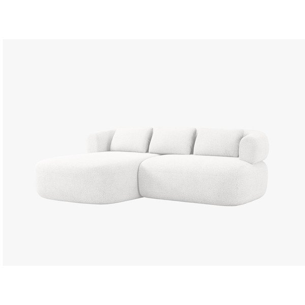 Colțar fildeș cu tapițerie din țesătură bouclé (cu colț pe partea stângă/cu șezlong) Jenny – Micadoni 