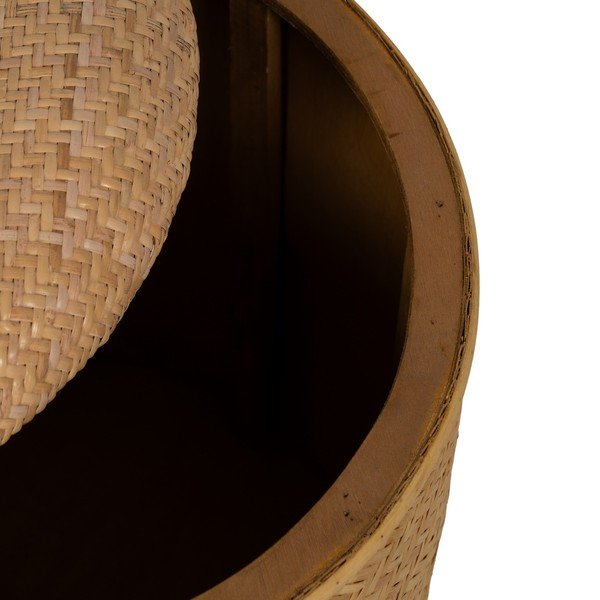 Taburet în culoare naturală cu tapițerie tricotată Rattan – Ixia-image-3