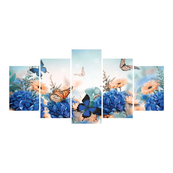 Tablou din 5 piese La Maison Des Couleurs Blue Butterflies