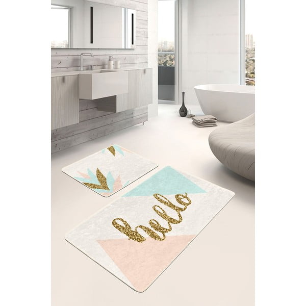 Covorașe de baie crem/aurii 2 buc. din catifea 60x100 cm Hello – Mila Home-image-1