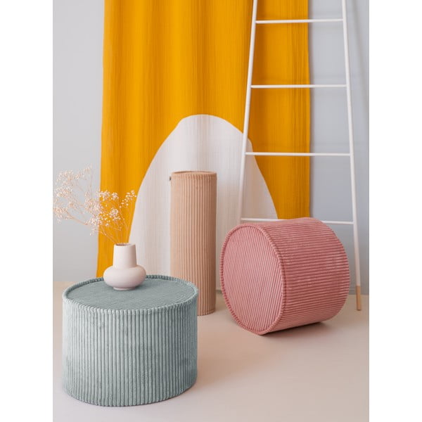 Puf de copii verde mentă cu tapițerie din catifea reiată – Wigiwama-image-1