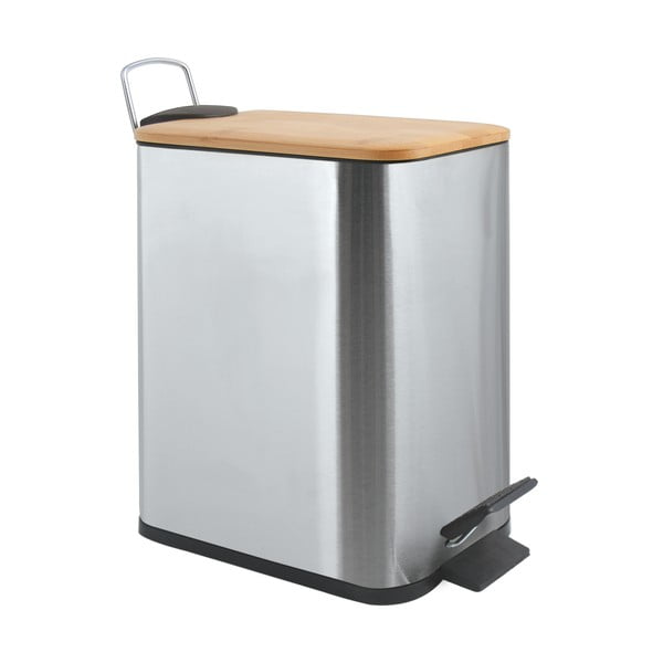 Coș de gunoi argintiu mat cu pedală din oțel 5 l   Erik – Spirella