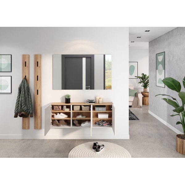 Dulap crem cu aspect de lemn de stejar suspendat 138x52x25 cm Libbiano – Germania-image-4