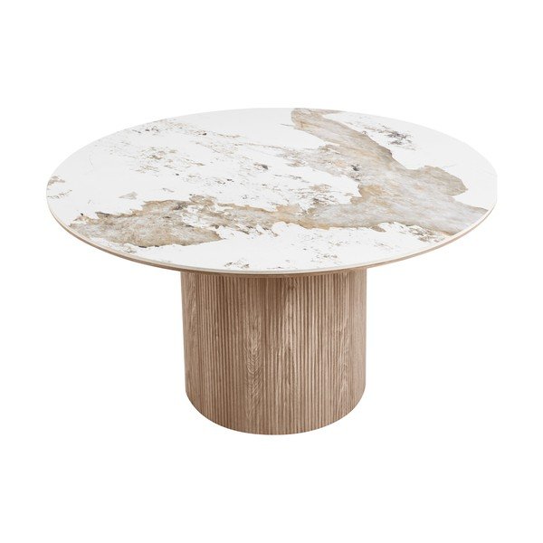 Masă de dining rotundă cu blat cu aspect de marmură ø 140 cm Athens – House Nordic-image-2