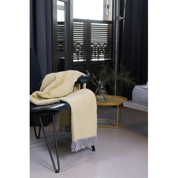 Pled din amestec de bumbac Euromant Skyline II, 140 x 180 cm, galben deschis-image-3