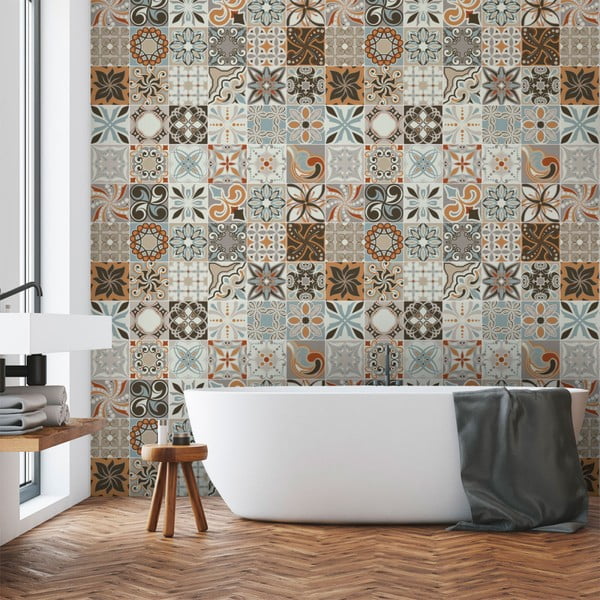 Set 30 autocolante de perete Ambiance Cement Tiles Bali, 10 x 10 cm-image-3