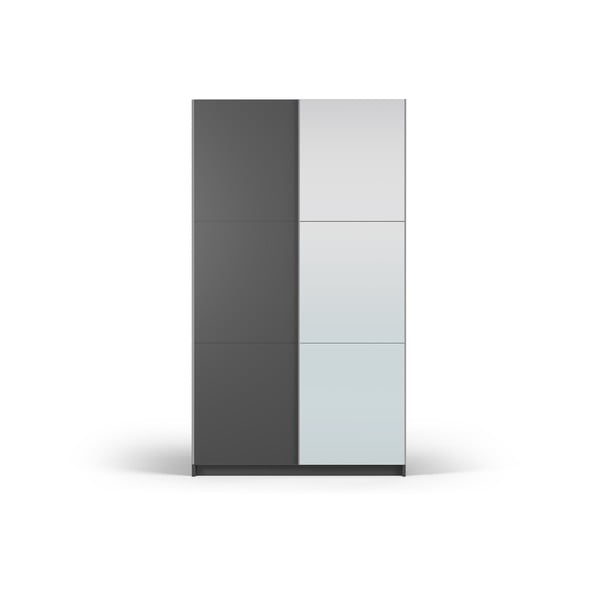 Dulap gri închis cu oglindă și uși glisante 122x215 cm Lisburn - Cosmopolitan Design
